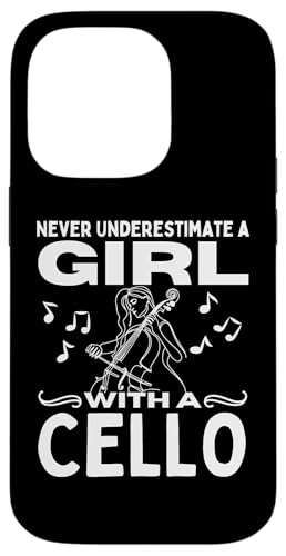 Unterschätze niemals ein Mädchen mit einem Cello Lustige Cellistin Hülle für iPhone 14 Pro von Gifts For Cello Players And Cellists