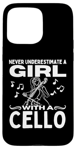 Unterschätze niemals ein Mädchen mit einem Cello Lustige Cellistin Hülle für iPhone 15 Pro Max von Gifts For Cello Players And Cellists