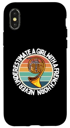 Frauen unterschätzen niemals ein Mädchen mit einem Waldhorn Hülle für iPhone X/XS Frauen unterschätzen niemals ein Mädchen mit einem Waldhorn Hülle für iPhone X/XS von Gifts For French Horn Player