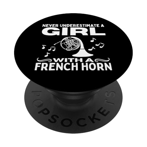 Frauen unterschätzen niemals ein Mädchen mit einem Waldhorn PopSockets Klebender PopGrip Frauen unterschätzen niemals ein Mädchen mit einem Waldhorn PopSockets Klebender PopGrip von Gifts For French Horn Player