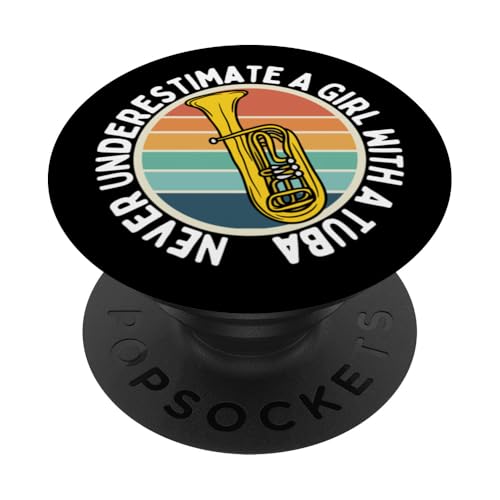 Unterschätze niemals ein Mädchen mit einer Tuba Lustige Tubistin PopSockets Klebender PopGrip Unterschätze niemals ein Mädchen mit einer Tuba Lustige Tubistin PopSockets Klebender PopGrip von Gifts For Tuba Players