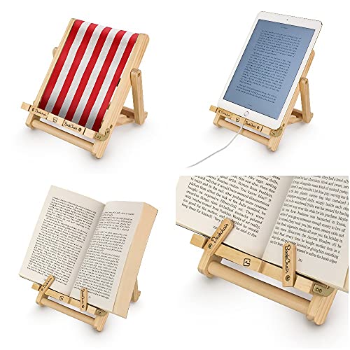 Deckchair Bookchair iPad Ständer | Tablet-Ständer | Buchhalter | Lesekissen | Lesen im Bett zu Hause | Tablet-Schoßauflage | Lustige Geschenkidee für Leser, Buchliebhaber (Red Stripes) von Gifts for Readers & Writers