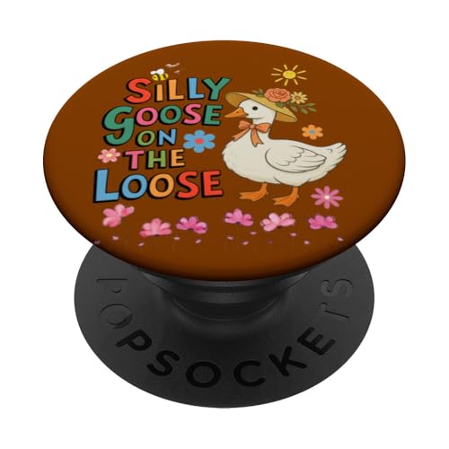 Dumme Gans auf der Loose, lustige Gans mit Hut, süßes Tier PopSockets Klebender PopGrip von Gifts & Beads