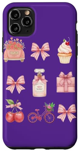 Rosa Ästhetisches Set mit Auto, Schleifen, Fahrrad, Kirschen Hülle für iPhone 11 Pro Max von Gifts & Beads