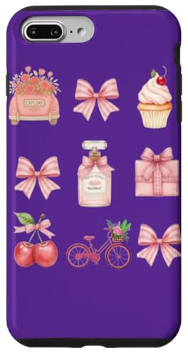 Rosa Ästhetisches Set mit Auto, Schleifen, Fahrrad, Kirschen Hülle für iPhone 7 Plus/8 Plus von Gifts & Beads