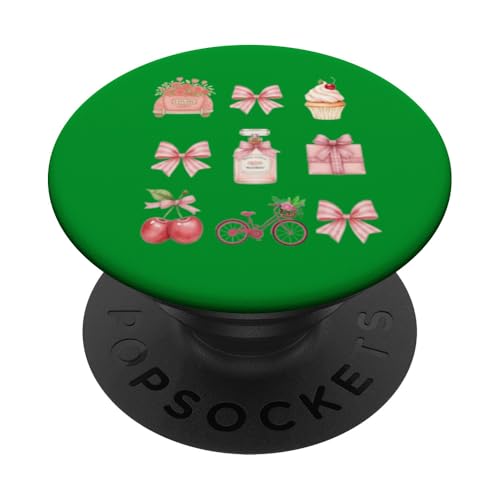 Rosa Ästhetisches Set mit Auto, Schleifen, Fahrrad, Kirschen PopSockets Klebender PopGrip Rosa Ästhetisches Set mit Auto, Schleifen, Fahrrad, Kirschen PopSockets Klebender PopGrip von Gifts & Beads