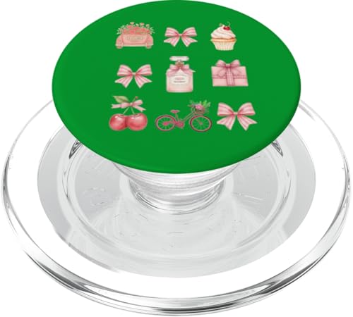 Rosa Ästhetisches Set mit Auto, Schleifen, Fahrrad, Kirschen PopSockets PopGrip für MagSafe von Gifts & Beads