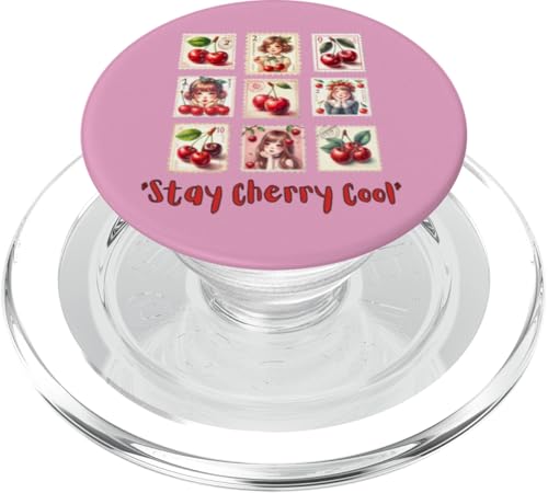 Stay Cherry Cool Cute Cherry Stempel Collage Geschenk PopSockets PopGrip für MagSafe Stay Cherry Cool Cute Cherry Stempel Collage Geschenk PopSockets PopGrip für MagSafe von Gifts & Beads