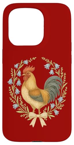 Vintage-Hahn-Blumen, Bauernhof-Geschenk Hülle für iPhone 15 Pro von Gifts & Beads