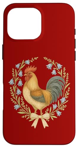Vintage-Hahn-Blumen, Bauernhof-Geschenk Hülle für iPhone 16 Pro Max Vintage-Hahn-Blumen, Bauernhof-Geschenk Hülle für iPhone 16 Pro Max von Gifts & Beads