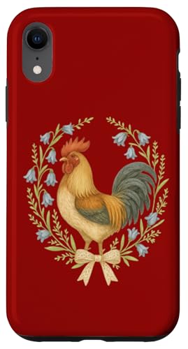 Vintage-Hahn-Blumen, Bauernhof-Geschenk Hülle für iPhone XR Vintage-Hahn-Blumen, Bauernhof-Geschenk Hülle für iPhone XR von Gifts & Beads