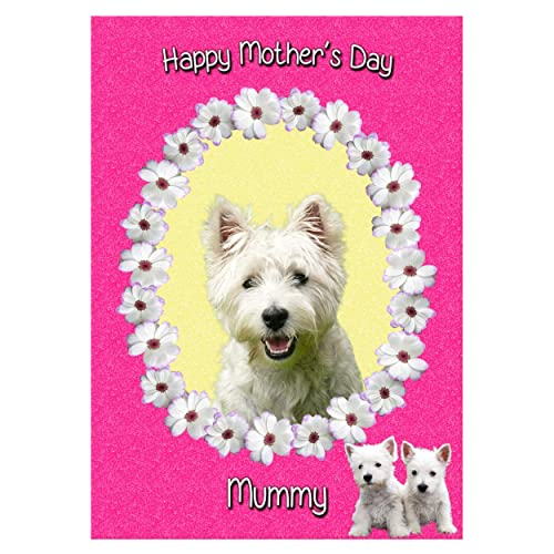 Muttertagskarte, Motiv: West Highland Terrier, Aufschrift"Mummy", 20,3 x 14 cm, Mix & Match auf 20,3 x 14 cm von Gifts&Bobs