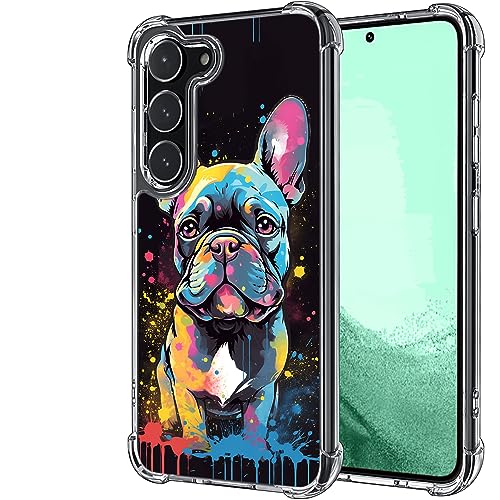 Gifun Französische Bulldogge Hülle für S23, harter PC + TPU-Stoßfänger, transparent, schützendes Design, kompatibel mit Samsung Galaxy S23 (nicht für S23 Plus/S23 Ultra) – Farbe Graffiti Französische von Gifun