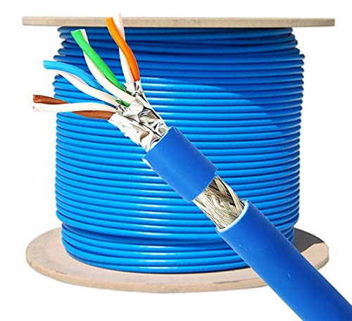 GigaBlue 100m Ethernet CAT.8 Verlegekabel single Netzwerkkabel LSZH Halogenfrei CAT.8 2000Mhz SFTP S/FTP CAT8 Installationskabel PIMF CAT8 Netzwerk Datenkabel 4x2xAWG23/1 blau von GigaBlue