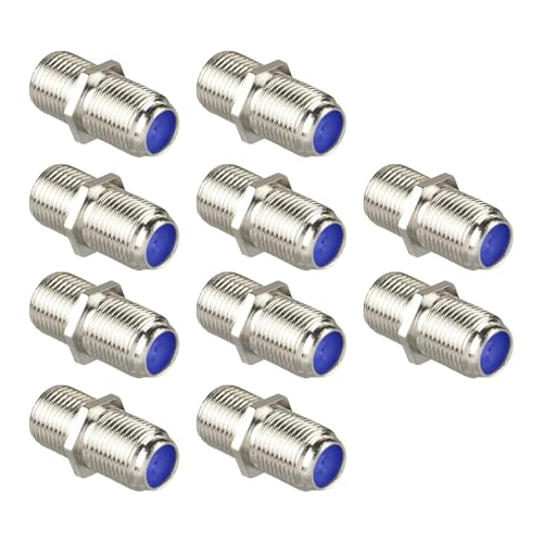 GigaBlue Sat Kabel Verbinder, F Stecker Verbinder, RG6 Koaxial Buchse zu Buchse F Verbinder Sat Kupplung für Koaxialkabel Antennenkabel Satellitenkabel 10er Pack (Silber) von GigaBlue