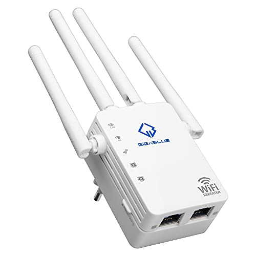 GigaBlue Ultra Repeater 1200Mbps 2.4 & 5 GHz AC1200 WLAN Repeater Super-Boost WiFi 1200 Mbit/s, Dual Band WLAN 3dBi x4 Antennen kompatibel zu Allen WLAN Geräten, Modernes Design von GigaBlue