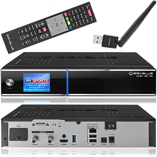 Gigablue UE 4k Receiver mit 2 x DVB-S2 FBC Tuner SAT-Receiver 2xDVB-S2 inkl. Babotech® WLAN Stick von GigaBlue