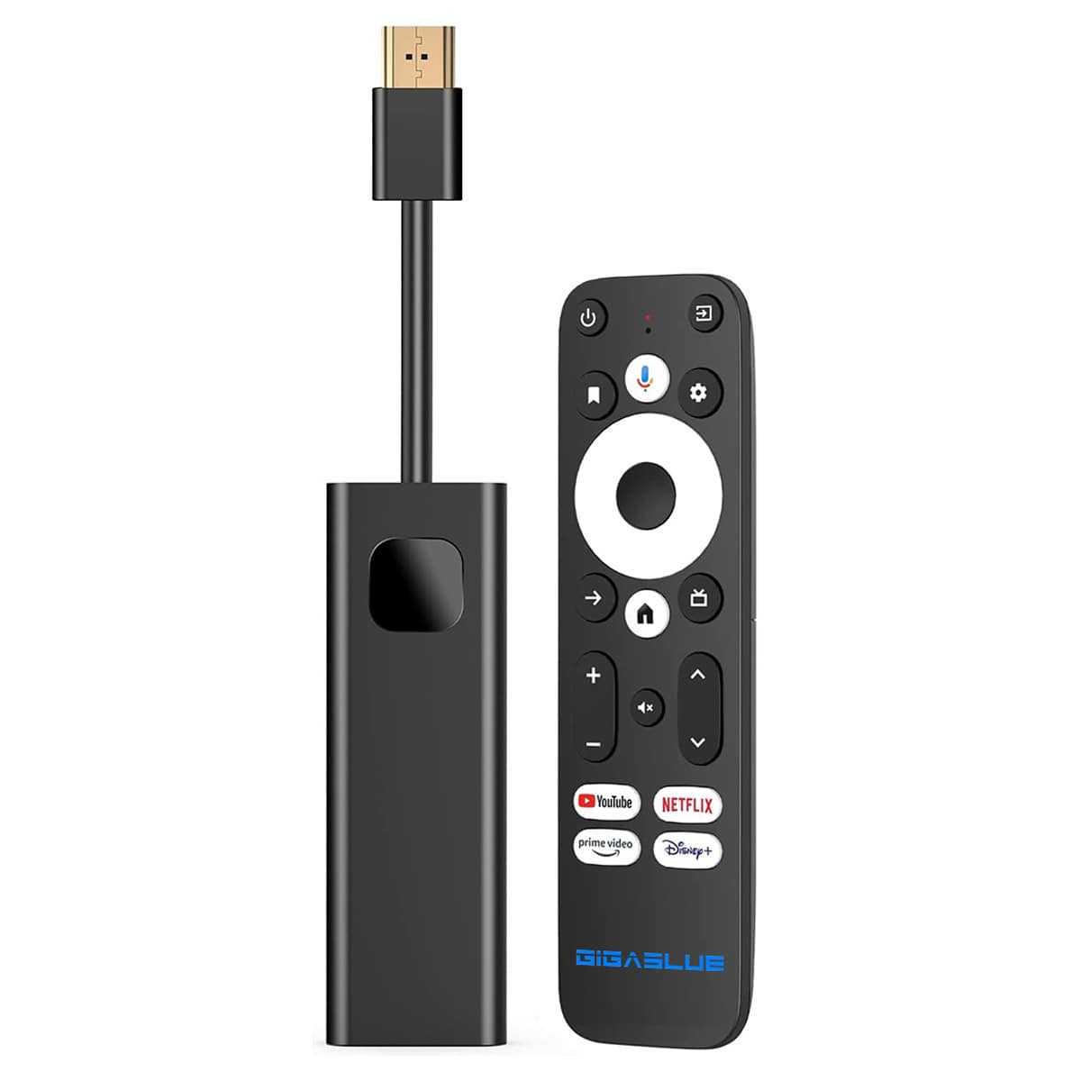 GigaBlue Giga TV 4K PRO Android 11 Mediaplayer Stick (HDR60Hz WiFi Bluetooth Sprachfernbedienung) mit Netzwerk-LAN-Adapter von Gigablue