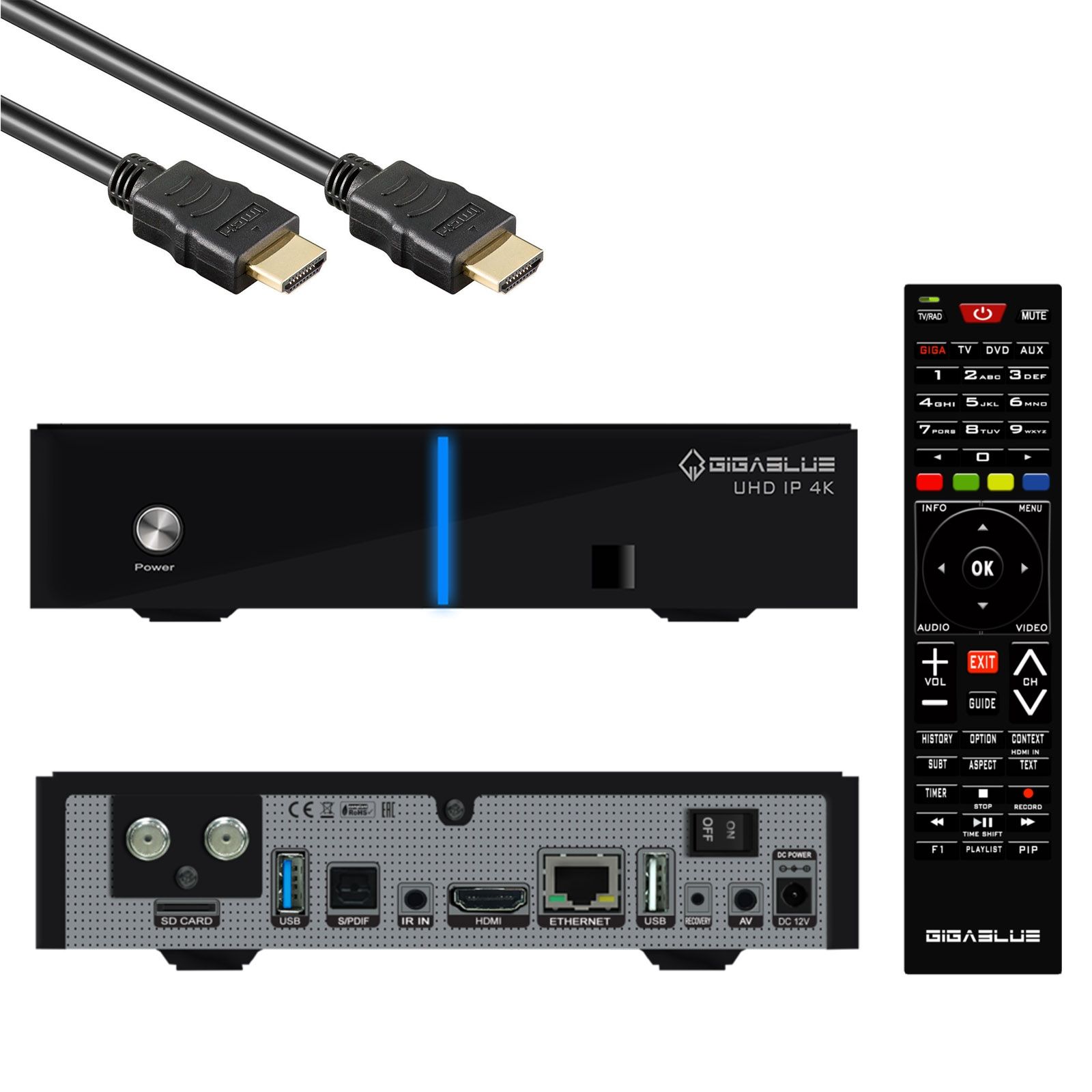 GigaBlue UHD IP 4K USB HDMI SD Karte 1x DVB-S2X Single Tuner Multiroom Receiver Schwarz von Gigablue