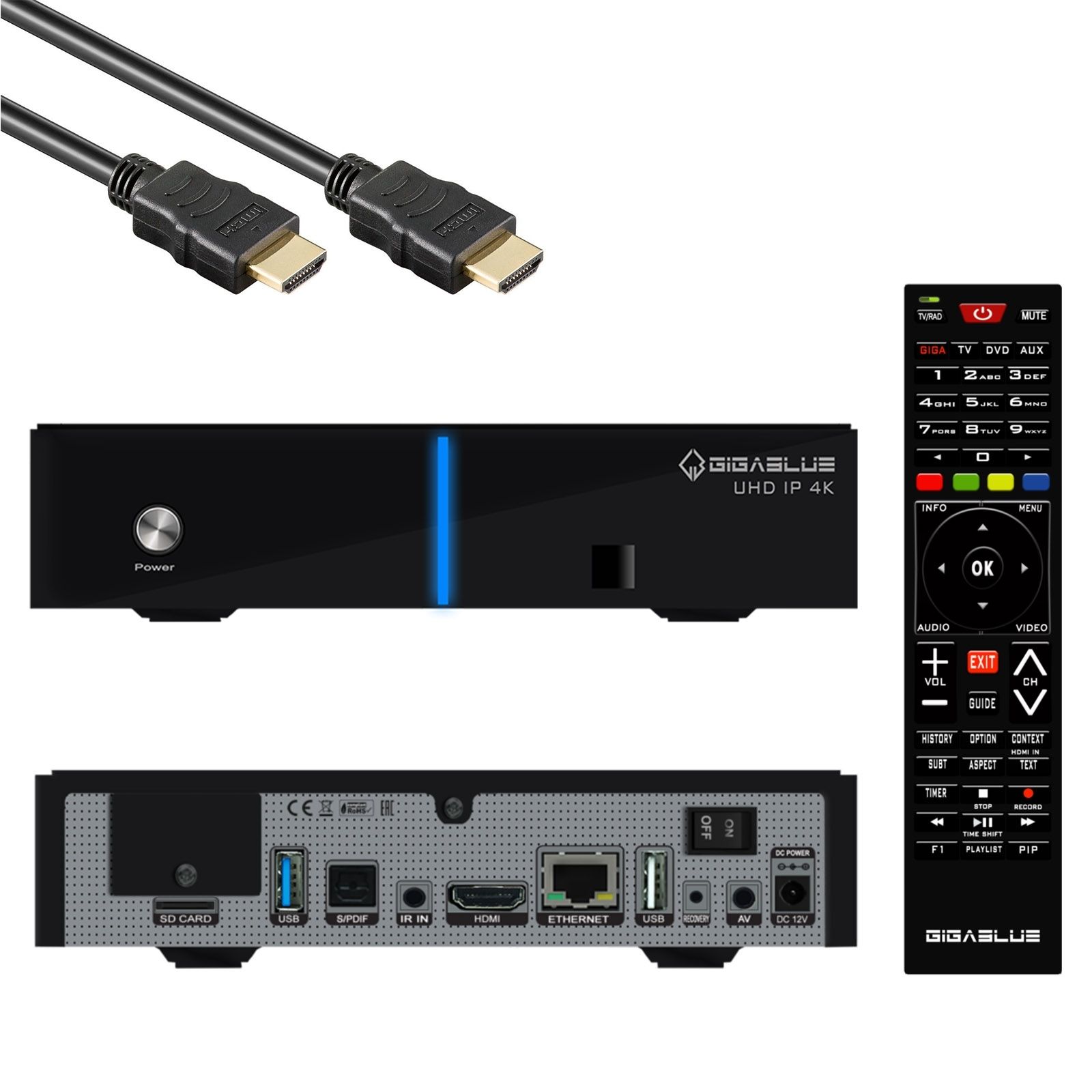 GigaBlue UHD IP 4K USB HDMI SD Karte Multiroom Ultra HD IP Box Receiver Schwarz ohne Tuner von Gigablue