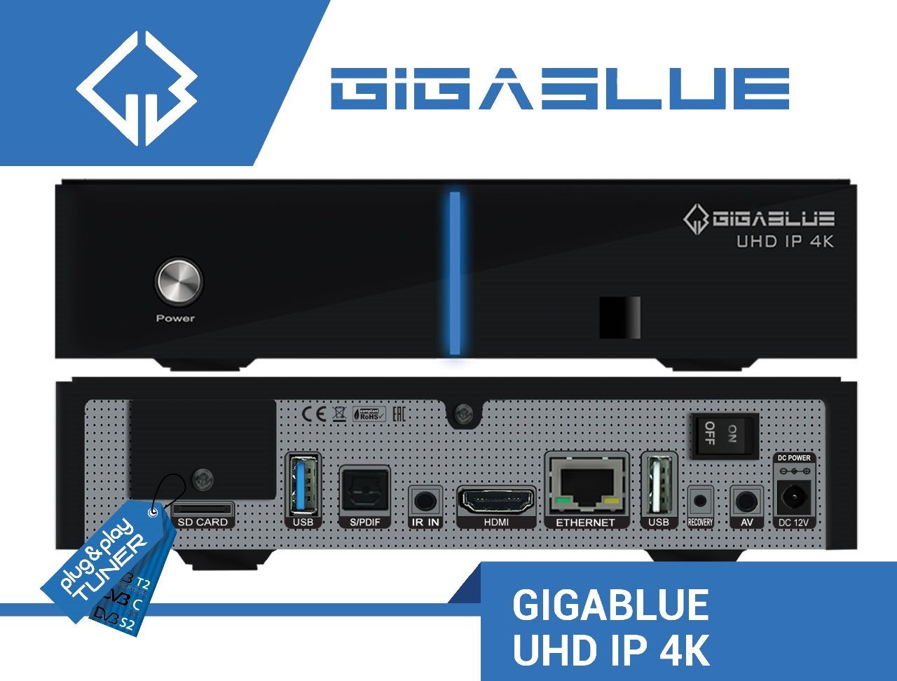 Gigablue GigaBlue IPBOX UHD IP 4K Ultra E2 IPTV Multiroom Receiver, 1x DVB-S2x Satellitenreceiver von Gigablue