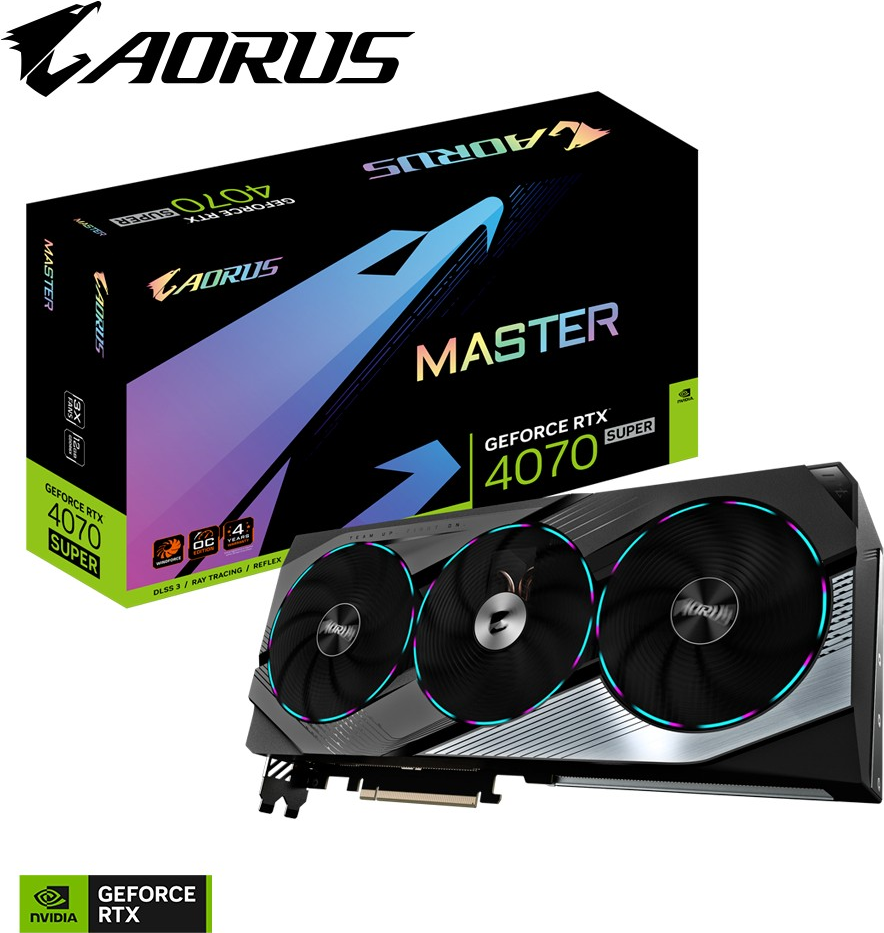 AORUS GeForce RTX 4070 SUPER MASTER 12G - Grafikkarten - GeForce RTX 4070 Super - 12 GB GDDR6X - PCIe 4.0 - HDMI, 3 x DisplayPort (GV-N407SAORUS M-12GD) von Gigabyte