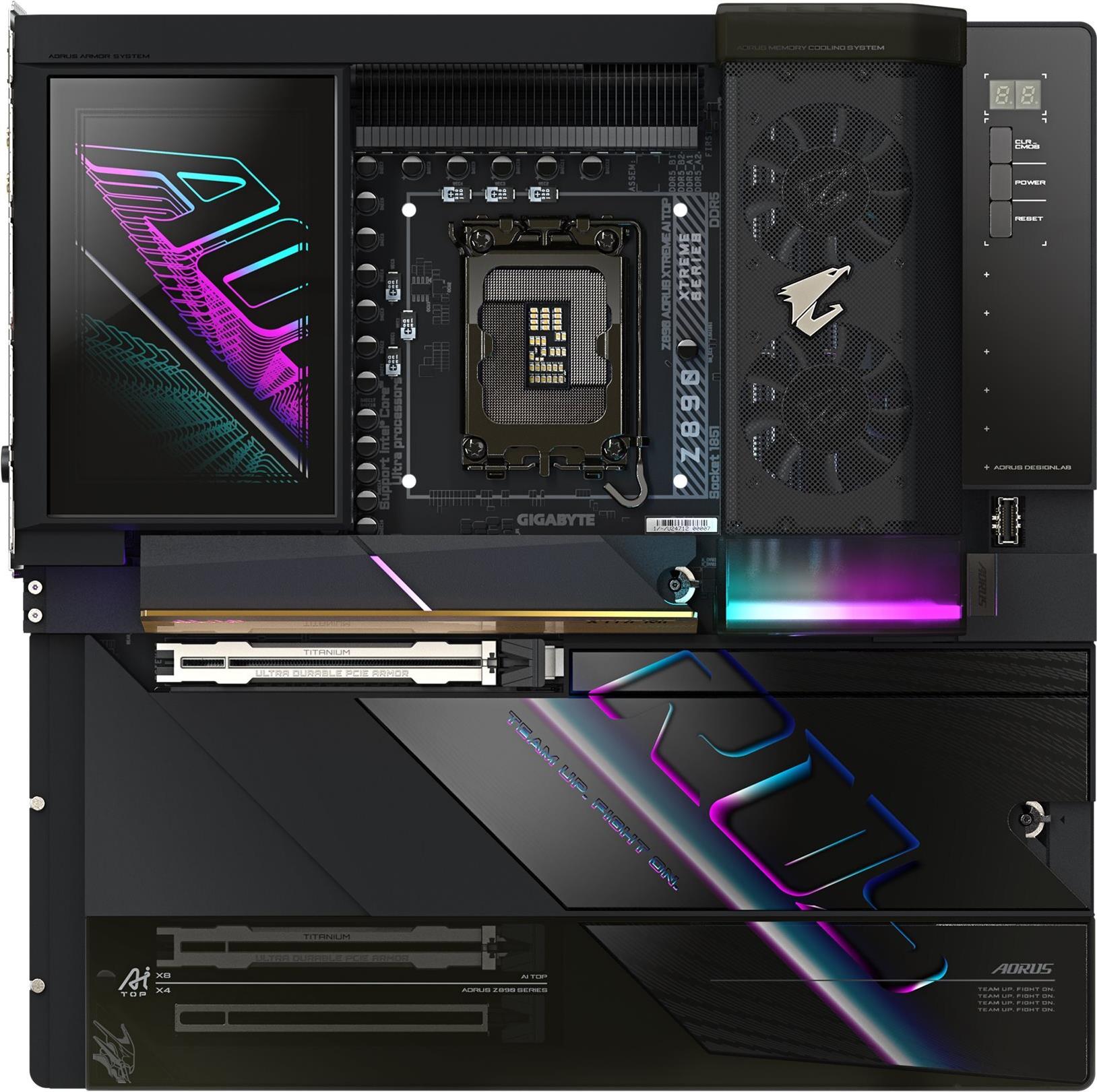 GIGABYTE AORUS Z890 A XTREME AI TOP - Motherboard - E-ATX - LGA1851-Sockel - Z890 Chipsatz - USB4, USB 3,2 Gen 2, USB 3,2 Gen 1, USB-C 3,2 Gen 2x2 - 2 x 2,5 Gigabit LAN, Bluetooth, Wi-Fi 7 - Onboard-Grafik (CPU erforderlich) - HD Audio (8-Kanal) (Z890 A XTREME AI TOP) GIGABYTE AORUS Z890 A XTREME AI TOP - Motherboard - E-ATX - LGA1851-Sockel - Z890 Chipsatz - USB4, USB 3,2 Gen 2, USB 3,2 Gen 1, USB-C 3,2 Gen 2x2 - 2 x 2,5 Gigabit LAN, Bluetooth, Wi-Fi 7 - Onboard-Grafik (CPU erforderlich) - HD Audio (8-Kanal) (Z890 A XTREME AI TOP) von Gigabyte