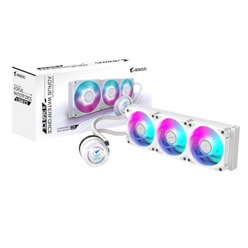 GIGABYTE AORUS WATERFORCE II 360 Ice AIO Flüssigkeits-CPU-Kühler - 3x120mm ARGB-Lüfter, Schiebe-in-Verriegelungsmechanismus, Daisy-Chain, kompatibel mit Intel LGA 1851 und AMD AM5 von Gigabyte