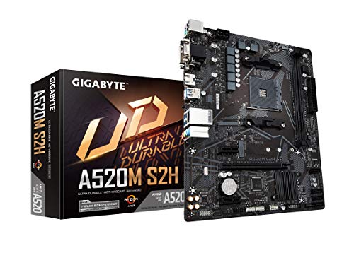 GIGABYTE A520M S2H (AMD Ryzen AM4/MicroATX/4+3 Phases Digital PWM Gaming GbE LAN/NVMe PCIe 3.0 x4 M.2/3 Display Interfaces/Q-Flash Plus/RGB Fusion 2.0/Motherboard) von Gigabyte