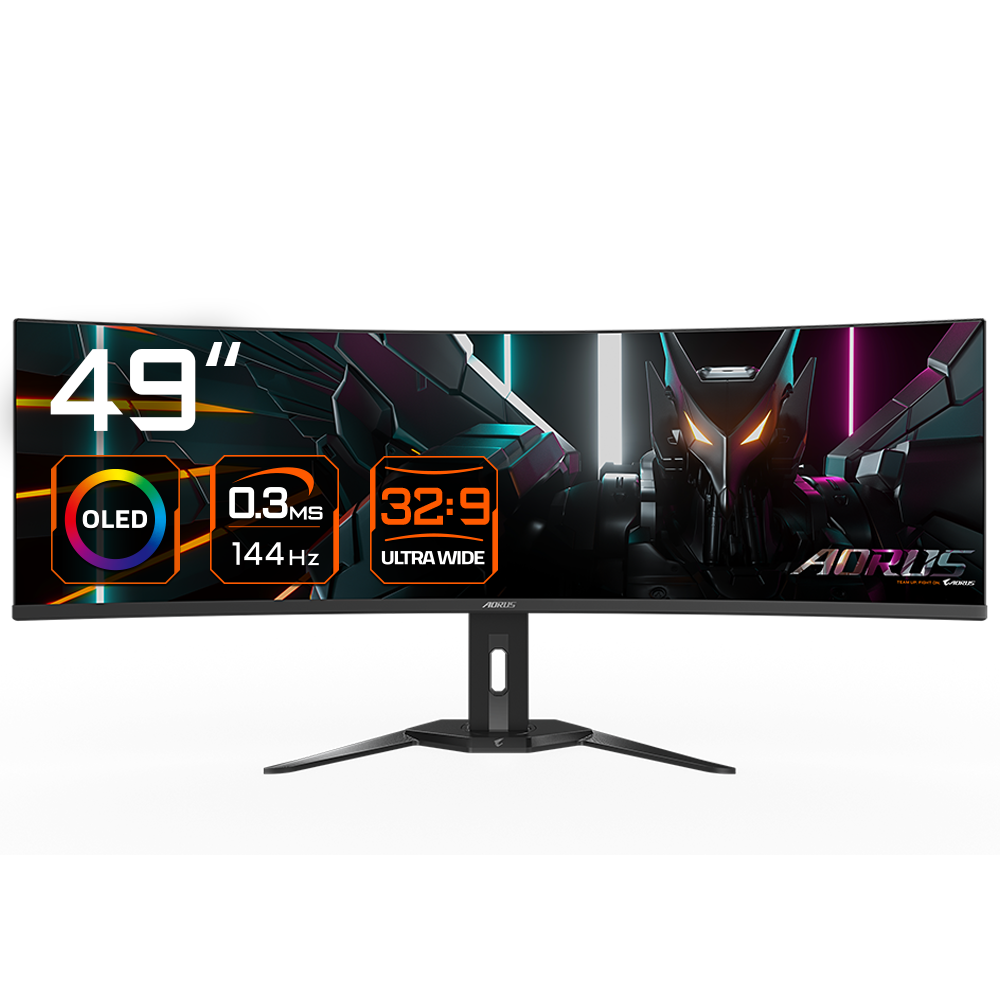 GIGABYTE AORUS CO49DQ Gaming Monitor - OLED (QD-OLED), 144 Hz 0,03ms GtG, gebogen (curved), 1800R von Gigabyte
