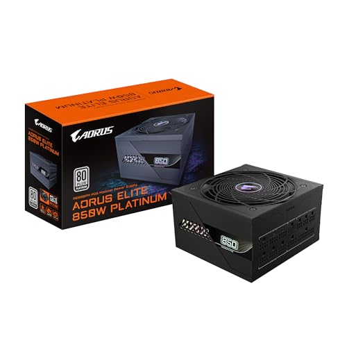 GIGABYTE AORUS Elite P850W Netzteil – PCIe 5.0, 80 Plus Platinum, voll modulares Design, 120 mm Lüfter, ATX 3.0 kompatibel, UK-Stecker von Gigabyte