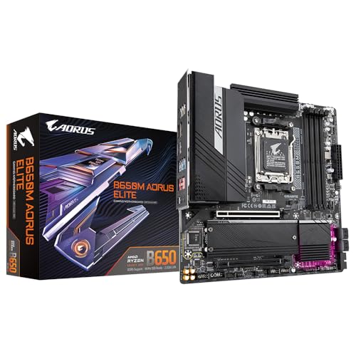 GIGABYTE B650M AORUS Elite Mainboard – Unterstützt AMD Ryzen 9000 CPUs, 12+2+2 Phasen VRM, bis zu 8000 MHz DDR5, 1xPCIe 5.0 + 1xPCIe 4.0 M.2, 2.5GbE LAN, USB 3.2 Gen 2x2 GIGABYTE B650M AORUS Elite Mainboard – Unterstützt AMD Ryzen 9000 CPUs, 12+2+2 Phasen VRM, bis zu 8000 MHz DDR5, 1xPCIe 5.0 + 1xPCIe 4.0 M.2, 2.5GbE LAN, USB 3.2 Gen 2x2 von Gigabyte