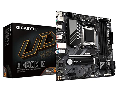 GIGABYTE B650M K (AM5/ LGA 1718/ AMD/ B650/ Micro-ATX/ 5 Jahre Garantie/ DDR5/ 2X PCIe 4.0 M.2/ PCIe 4.0/ USB 3.2 Gen2 Type-C/ 2.5GbE LAN/Motherboard) von Gigabyte