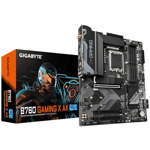 GIGABYTE B760 Gaming X AX Mainboard - Unterstützt Intel Core Prozessoren der 14. Generation, 8+1+1 Phasen digitales VRM, bis zu 7600MHz DDR5 (OC), 3X PCIe 4.0 M.2, Wi-Fi 6E, 2.5GbE LAN, USB 3.2 Gen 2 von Gigabyte