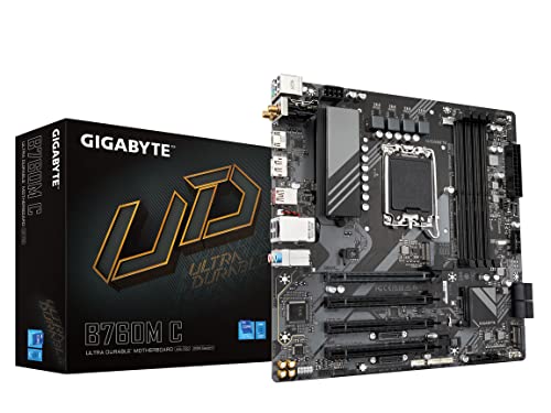 GIGABYTE B760M C (LGA 1700/ Intel/ B760/ Micro ATX/ DDR5/ M.2/ PCIe 4.0/ USB 3.2 Gen 2 Type-C/Realtek Wi-Fi 1GbE LAN/Q-Flash Plus/PCIe EZ-Latch/Motherboard) von Gigabyte