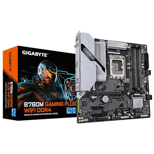 GIGABYTE B760M Gaming Plus WiFi DDR4-Mainboard - Unterstützt 14. Gen. Intel Core CPUs, 4+1+1 Phasen VRM, bis zu 5333 MHz DDR4 (OC), 2xPCIe 4.0 M.2, Wi-Fi 6, 1 GbE LAN, USB 3.2 Gen 1 von Gigabyte