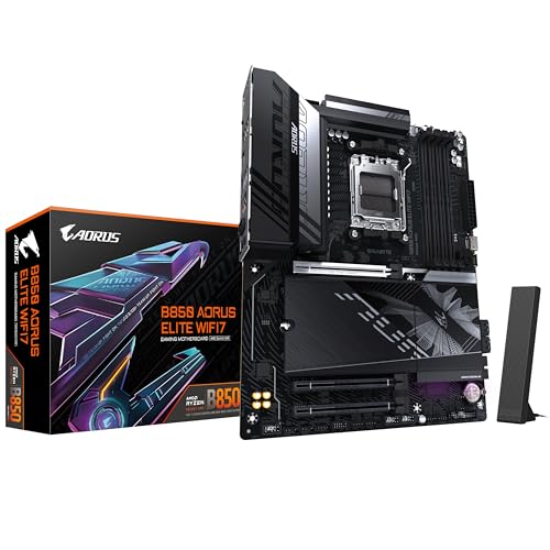 GIGABYTE B850 AORUS Elite WIFI7 Motherboard - AMD Ryzen 9000 Serie CPUs, 14+2+2 Phasen digitales VRM, bis zu 8200MHz DDR5 (OC), 1xPCIe 5.0 + 2xPCIe 4.0 M.2, 2,5 LAN, WiFi 7, USB 3.2 Gen 2x2 von Gigabyte