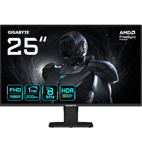 GIGABYTE GS25F2 Gaming Monitor 25 Zoll FHD 1920x1080 200Hz 1ms 300CD/m² HDR 10 HDMI 2.0 DisplayPort 1.4 von Gigabyte