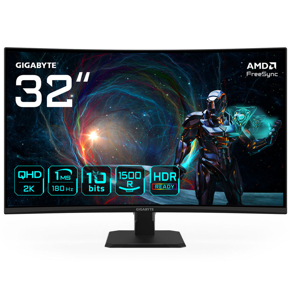 GIGABYTE GS32QCA EU, 32 Zoll Curved Gaming Monitor, 180Hz, WQHD, VA, AdaptiveSync [Energieklasse G] (GS32QCA) von Gigabyte