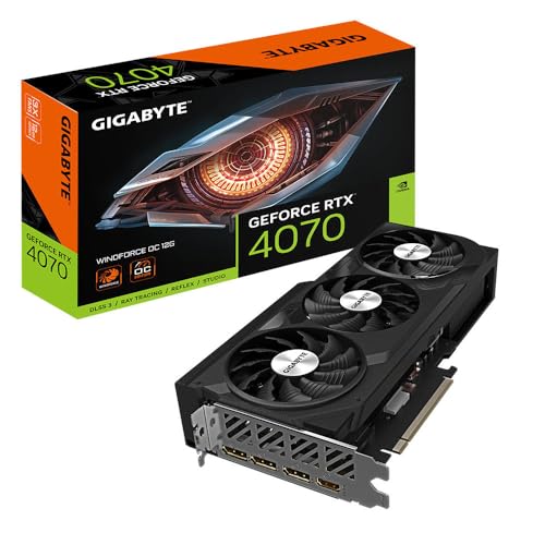 GIGABYTE GeForce RTX 4070 WINDFORCE OC 12GB Graphics Card - 12GB DDRX6 21Gbps, PCI-E 4.0, DisplayPort 1.4, HDMI 2.1a, NVIDIA DLSS 3, Ada Lovelace Arch, GV-N4070WF3OC-12GD von Gigabyte