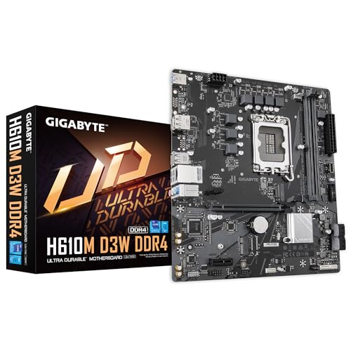 GIGABYTE H610M D3W DDR4 Mainboard - Unterstützt 14. Gen. Intel Core CPUs, 5+1+1 Phasen VRM, bis zu 3200 MHz DDR4, 1xPCIe 3.0 M.2, 1 GbE LAN, USB 3.2 Gen 1 GIGABYTE H610M D3W DDR4 Mainboard - Unterstützt 14. Gen. Intel Core CPUs, 5+1+1 Phasen VRM, bis zu 3200 MHz DDR4, 1xPCIe 3.0 M.2, 1 GbE LAN, USB 3.2 Gen 1 von Gigabyte