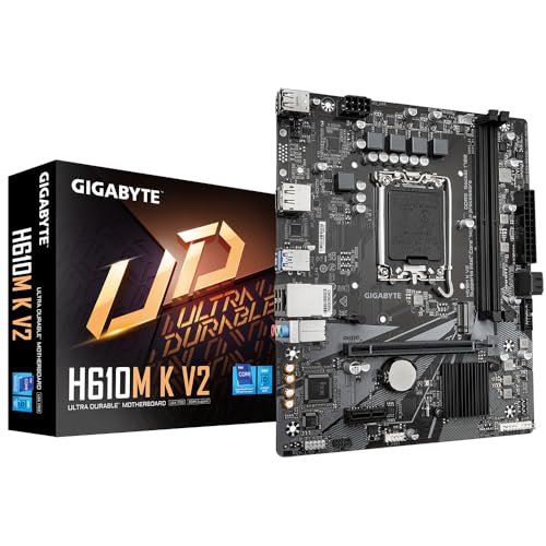 GIGABYTE H610M K V2 Mainboard – Intel Core 14. Generation CPUs, bis zu 5600 MHz DDR5, 1xPCIe 3.0 M.2, 1GbE LAN, USB 3.2 Gen 1 von Gigabyte