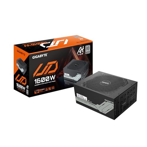 GIGABYTE UD1600PM PG5 AI TOP Netzteil - PCIe 5.0, 80 Plus Platinum, Vollmodulares Design, 120-mm-Lüfter, ATX 3.1 kompatibel, EU-Stecker von Gigabyte