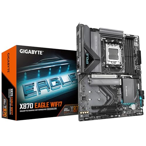 GIGABYTE X870 Eagle WIFI7 Motherboard - Unterstützt AMD Ryzen 9000 CPUs, 14+2+2 Phasen VRM, bis zu 8000MHz DDR5 (OC), 1xPCIe 5.0, Wi-Fi 7, 2.5GbE LAN, USB 4 von Gigabyte