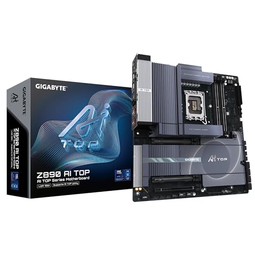 GIGABYTE Z890 AI TOP Mainboard - Intel Core Ultra (Serie 2) CPUs, 16+1+2 Phasen VRM, bis zu 9500 MHz DDR5 (OC), 1xPCIe 5.0 + 3xPCIe 4.0 M.2, Wi-Fi 7, 10 GbE LAN, Thunderbolt 5 von Gigabyte