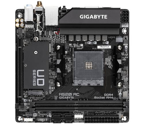 Gigabyte A520I AC Mainboard Sockel (PC) AMD AM4 Formfaktor (Details) Mini-ITX Mainboard-Chipsatz AMD von Gigabyte