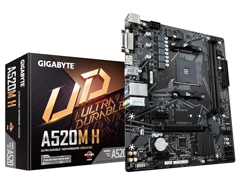 Gigabyte A520M H mATX Motherboard for AMD AM4 CPUs,Black von Gigabyte