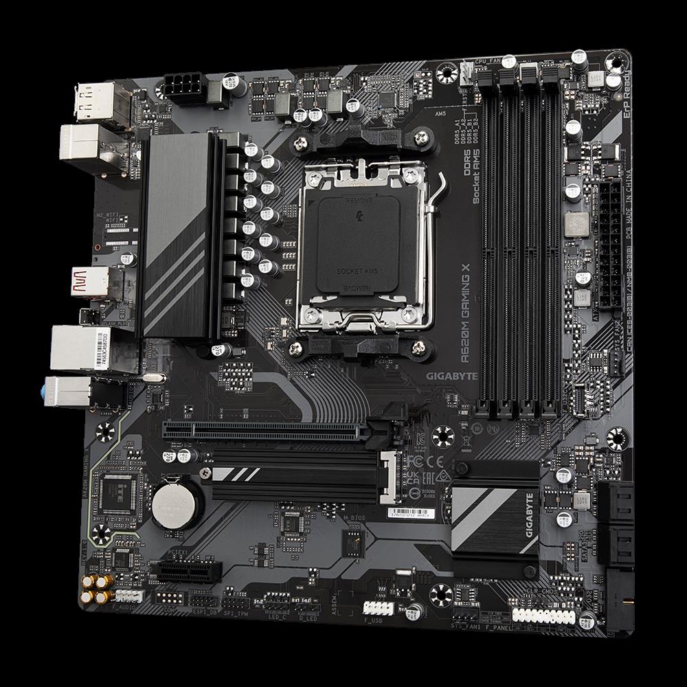 Gigabyte A620M GAMING X - Motherboard - micro ATX - Socket AM5 - AMD A620 Chipsatz - USB 3,2 Gen 1, USB-C 3,2 Gen 1, USB-C 3,2 Gen 2x2 - Gigabit LAN - Onboard-Grafik (CPU erforderlich) - HD Audio (8-Kanal) (A620M GAMING X) von Gigabyte