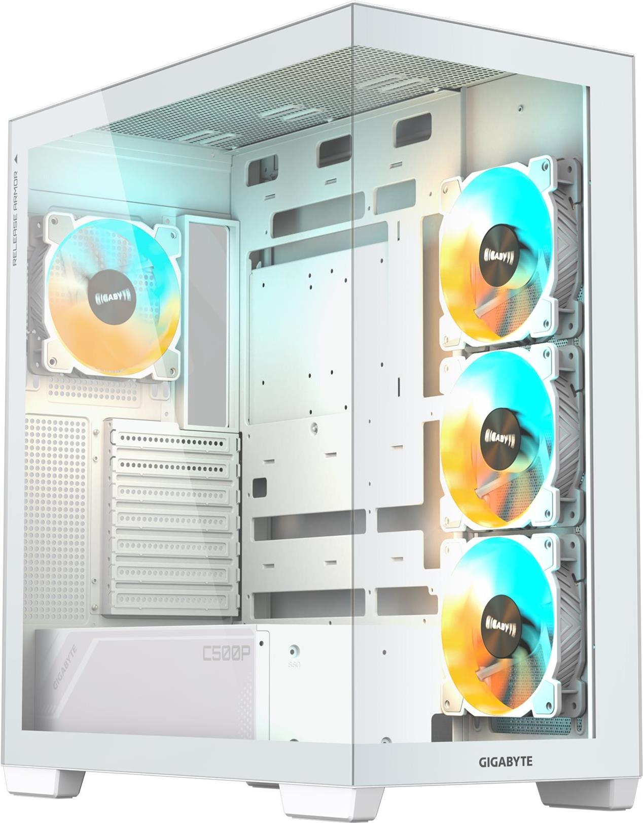 Gigabyte AORUS C500 Panoramic Stealth Midi Tower Gaming Gehäuse mit Glasseitenfenster (GB-C500PI ST) von Gigabyte