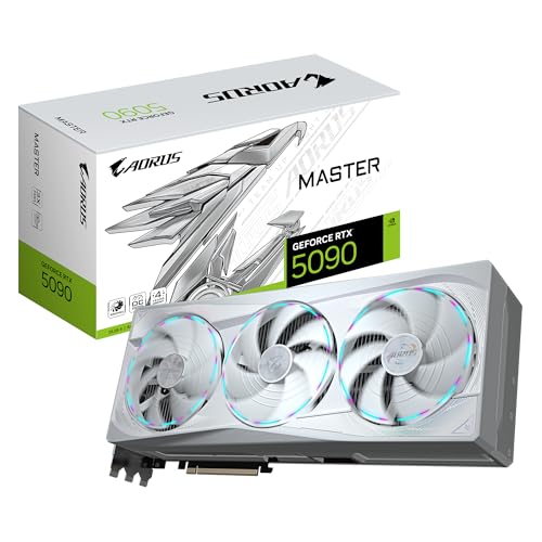 Gigabyte AORUS GeForce RTX 5090 Master Ice 32G Grafikkarte - 32 GB GDDR7, 512 Bit, PCI-E 5.0, 2655MHz Kernfrequenz, 3 x DP 2.1a, 1 x HDMI 2.1b, NVIDIA DLSS 4, GV-N5090AORUSM ICE-32GD Gigabyte AORUS GeForce RTX 5090 Master Ice 32G Grafikkarte - 32 GB GDDR7, 512 Bit, PCI-E 5.0, 2655MHz Kernfrequenz, 3 x DP 2.1a, 1 x HDMI 2.1b, NVIDIA DLSS 4, GV-N5090AORUSM ICE-32GD von Gigabyte